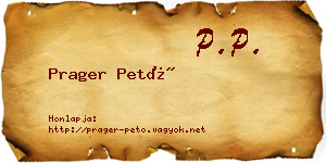 Prager Pető névjegykártya